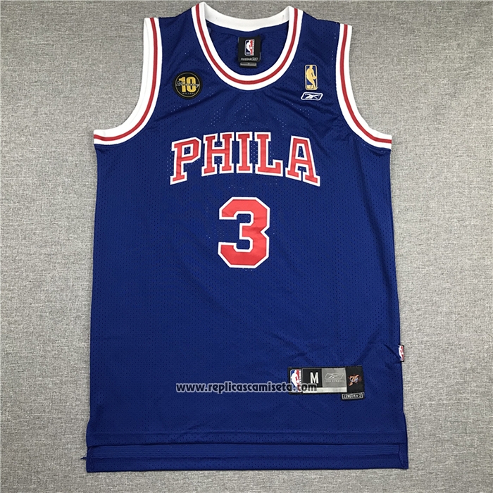Camiseta Philadelphia 76ers Allen Iverson #3 Retro 10th Azul